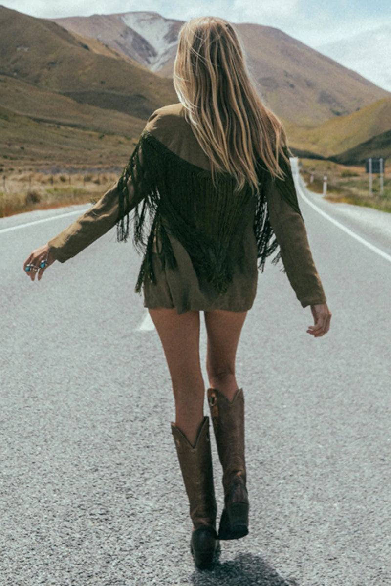 Walk The Line Silk And Fringe Blazer - Chasing Unicorns