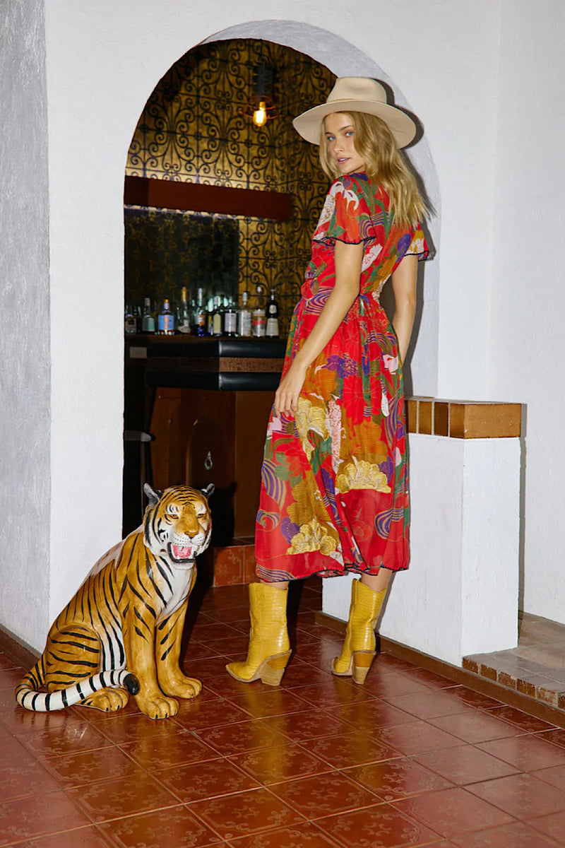 What I Did For Love Silk/Cotton Gauze, Embroidered + Midi Dress - Chasing Unicorns