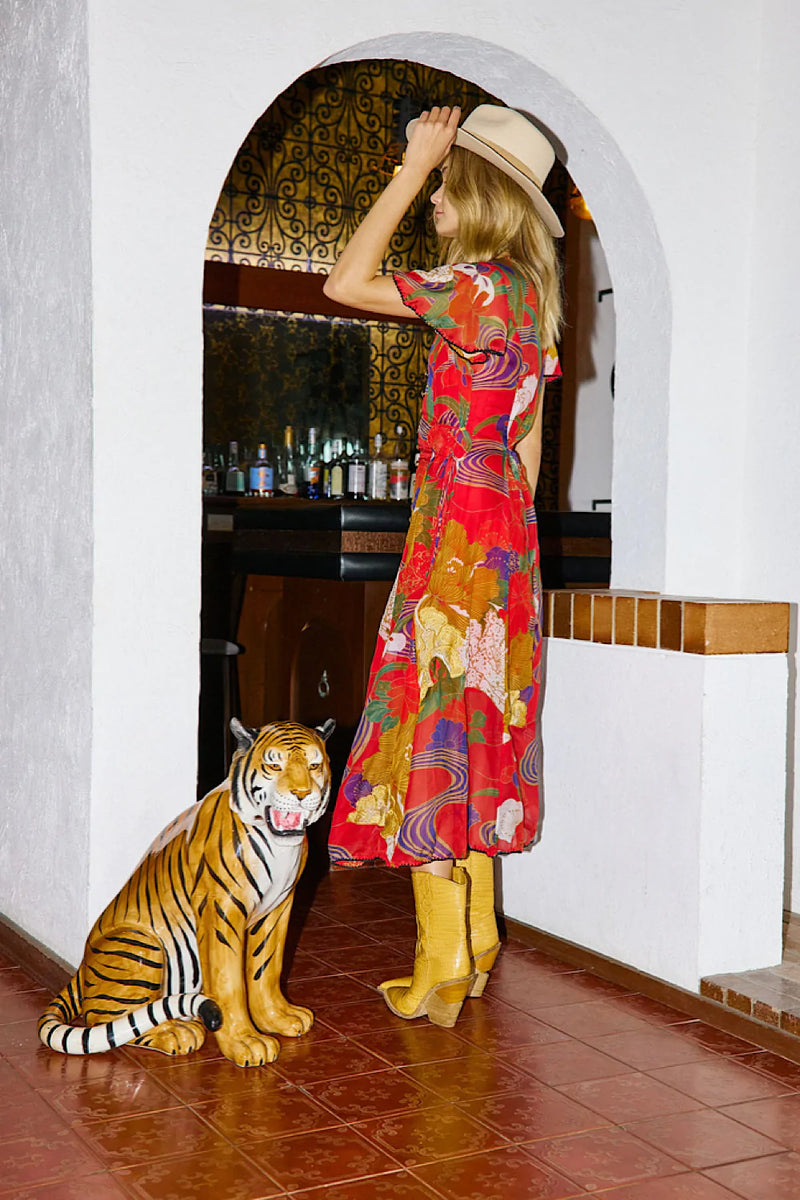 What I Did For Love Silk/Cotton Gauze, Embroidered + Midi Dress - Chasing Unicorns