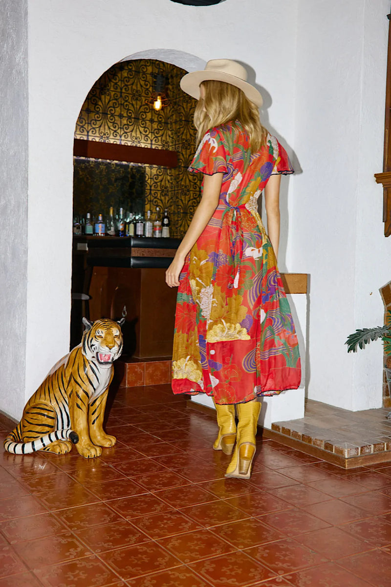 What I Did For Love Silk/Cotton Gauze, Embroidered + Midi Dress - Chasing Unicorns