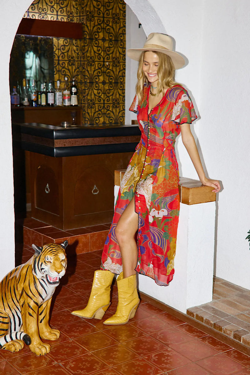 What I Did For Love Silk/Cotton Gauze, Embroidered + Midi Dress - Chasing Unicorns