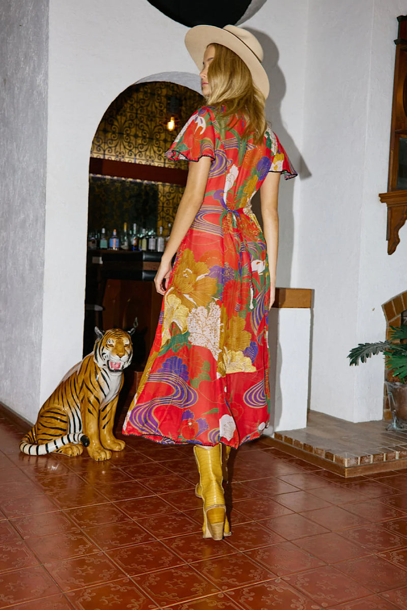 What I Did For Love Silk/Cotton Gauze, Embroidered + Midi Dress - Chasing Unicorns