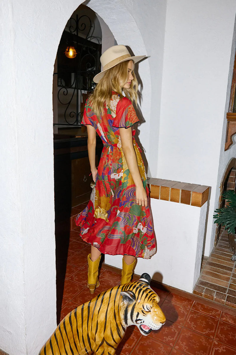 What I Did For Love Silk/Cotton Gauze, Embroidered + Midi Dress - Chasing Unicorns