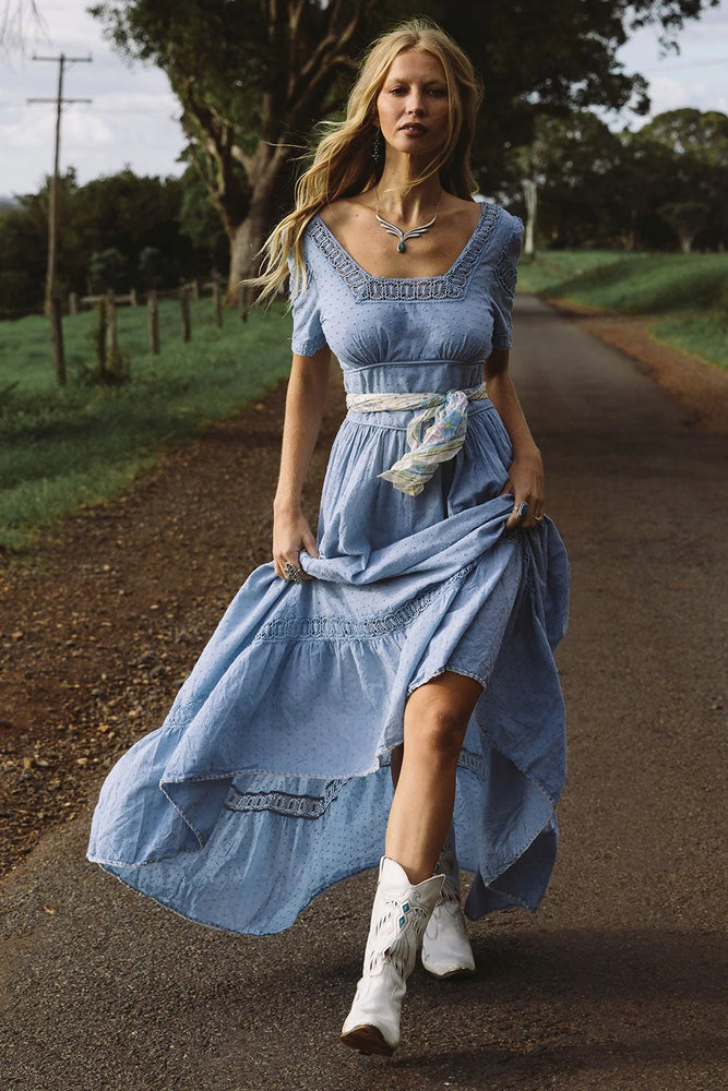 Where The Wild Roses Grow Maxi Dress - Periwinkle