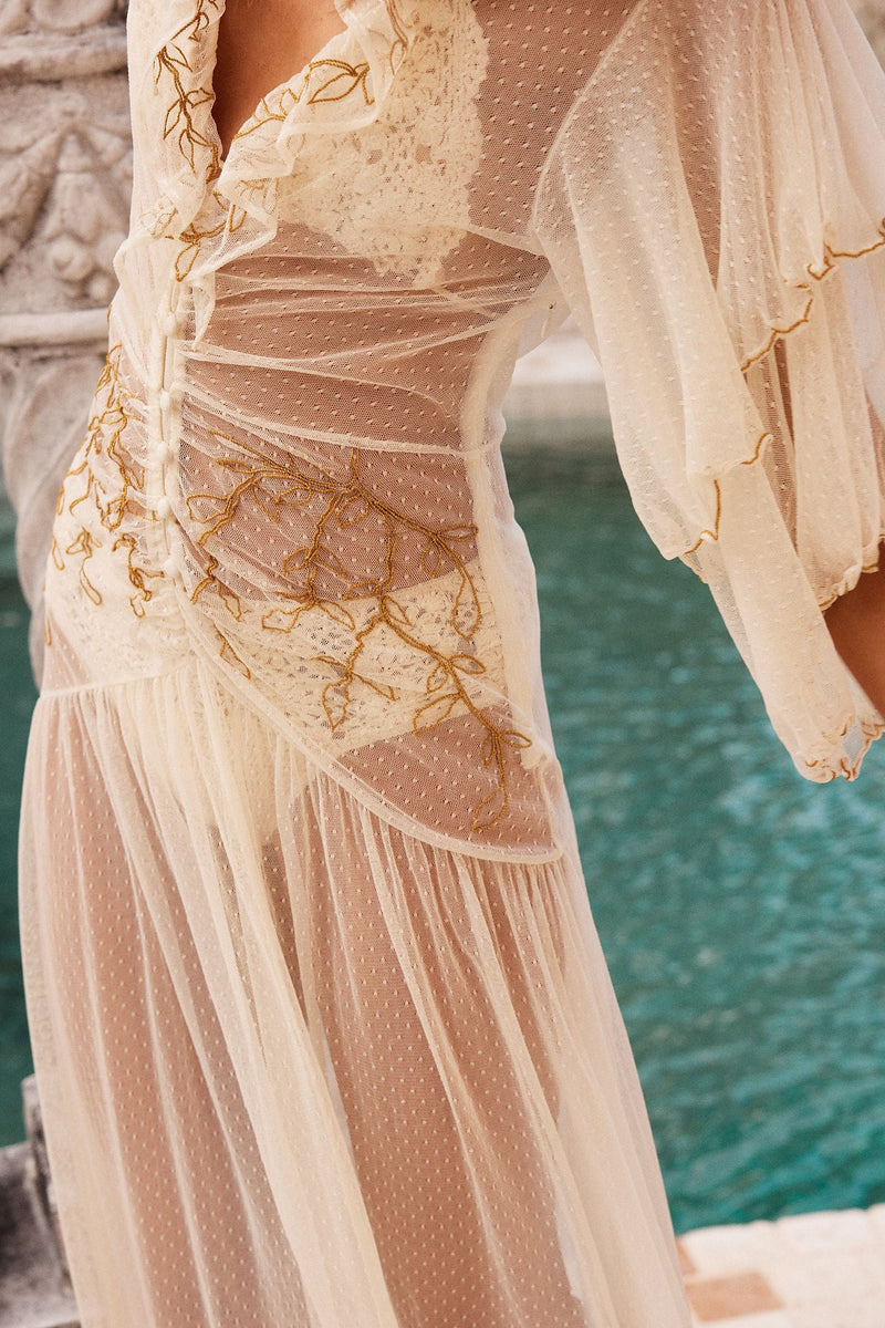 Wicked Game Net + Embroidered Maxi Dress - Chasing Unicorns