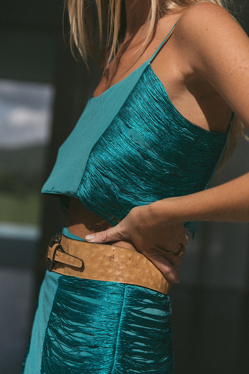 Wild And Free Silk Top - Turquoise - Chasing Unicorns