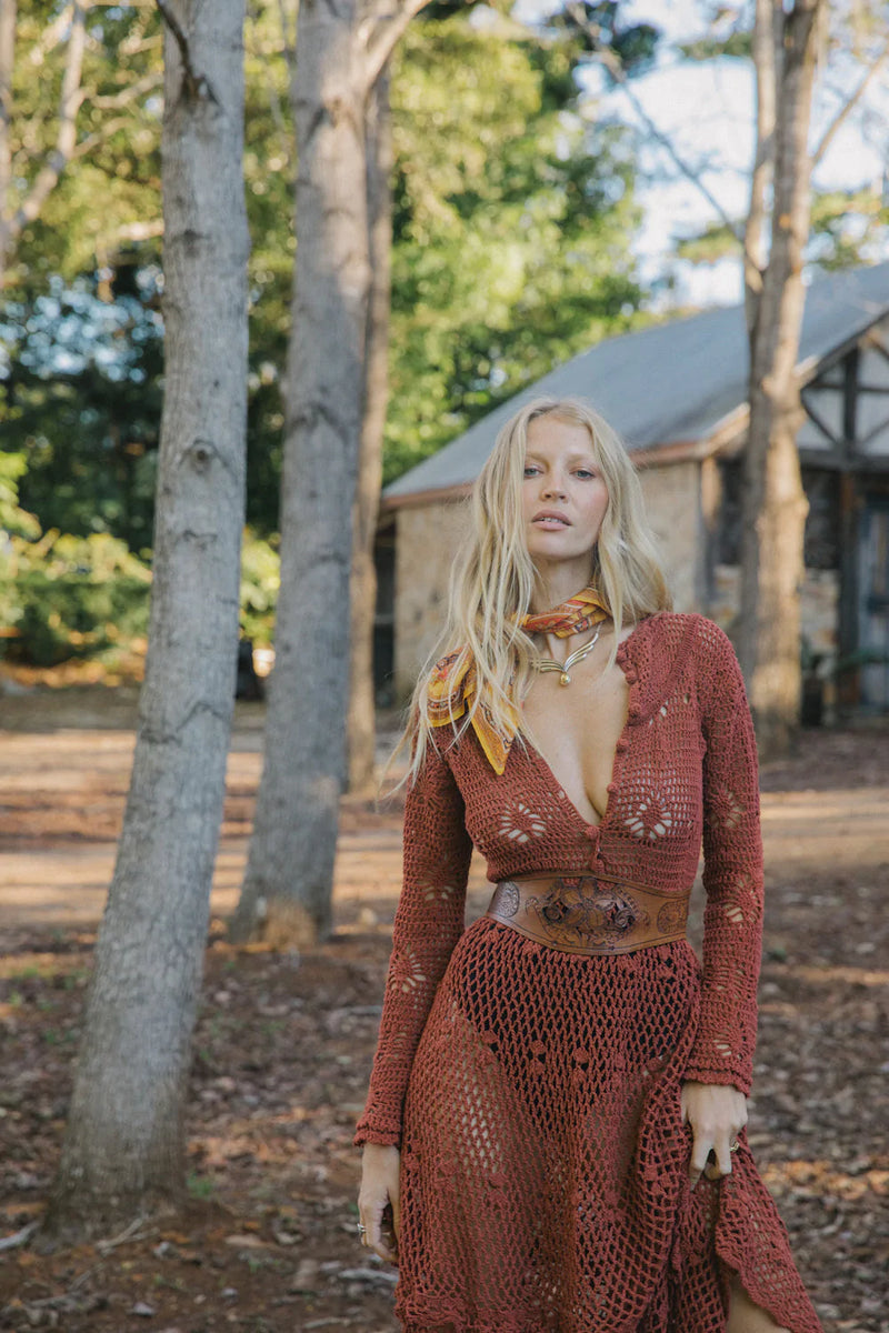 Wish You Were Here Crochet Maxi Dress - Cacao - Chasing Unicorns