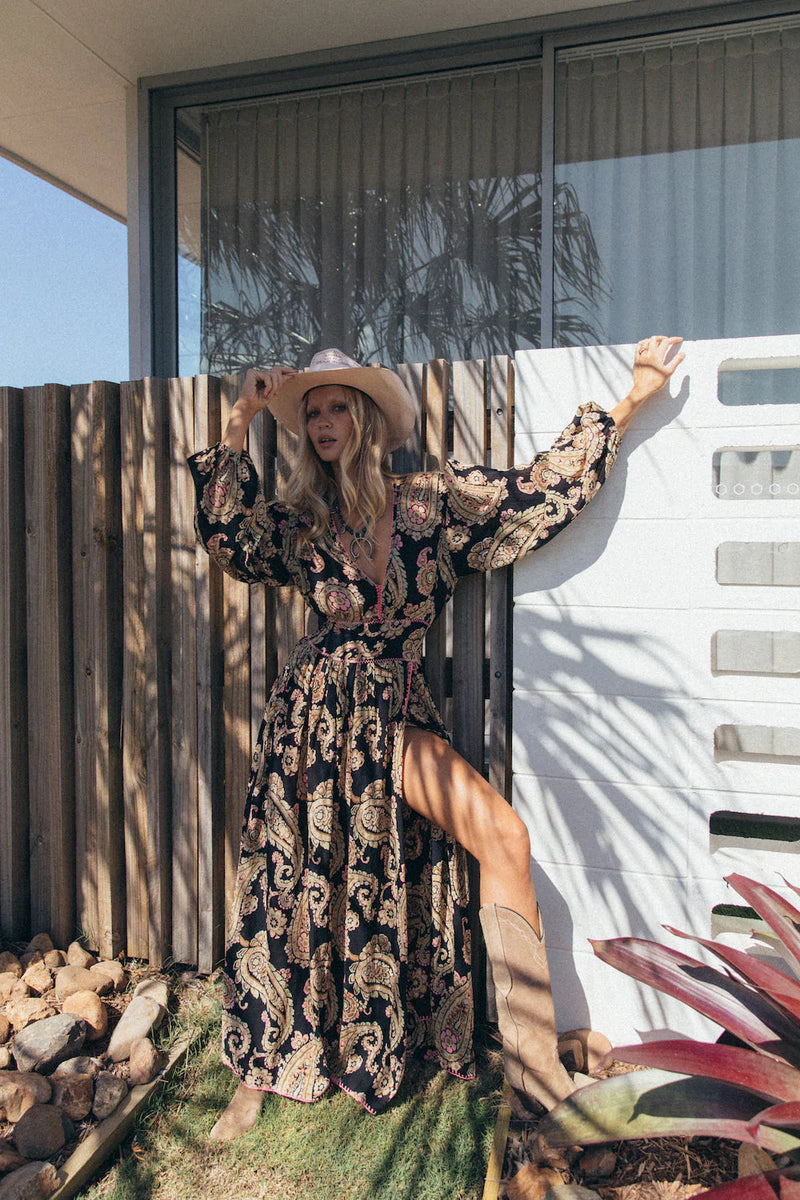 Witchy Woman Watercolour Paisley Maxi Dress - Chasing Unicorns