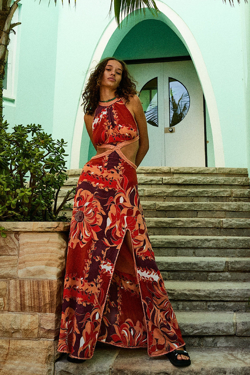 Woke Up This Morning Cutout Maxi Dress - Red Dragon - Chasing Unicorns