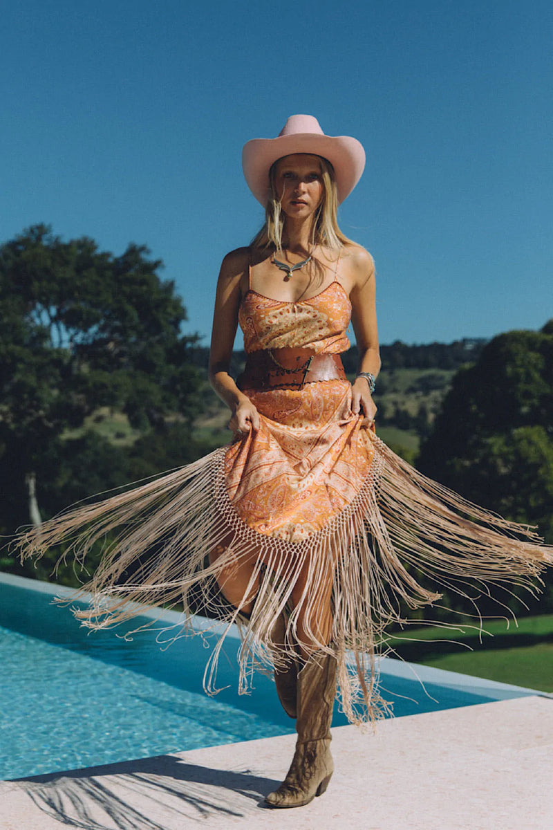 Wonderful Tonight Silk + Fringe Slip Dress - Chasing Unicorns