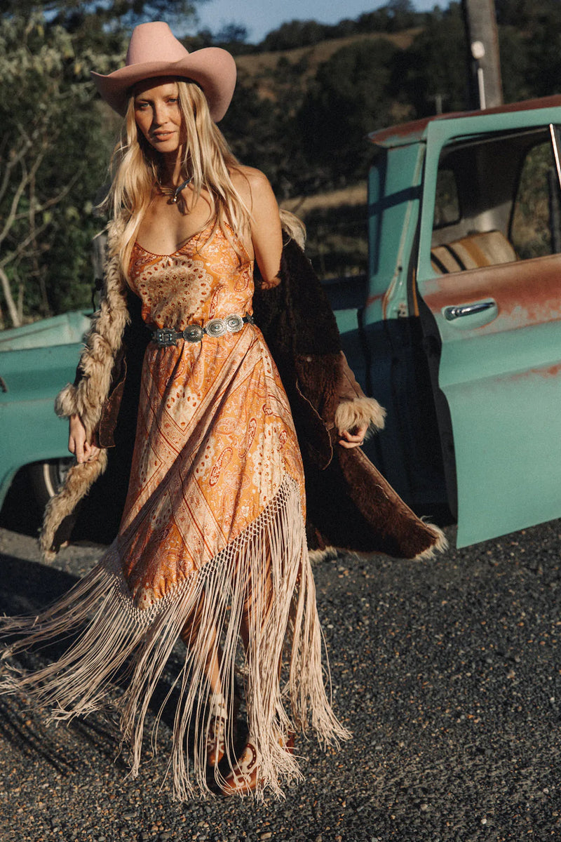 Wonderful Tonight Silk + Fringe Slip Dress - Chasing Unicorns