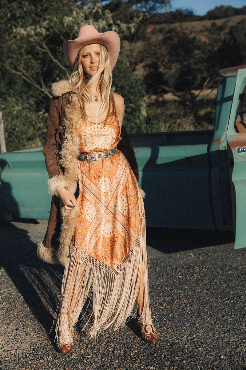 Wonderful Tonight Silk + Fringe Slip Dress - Chasing Unicorns