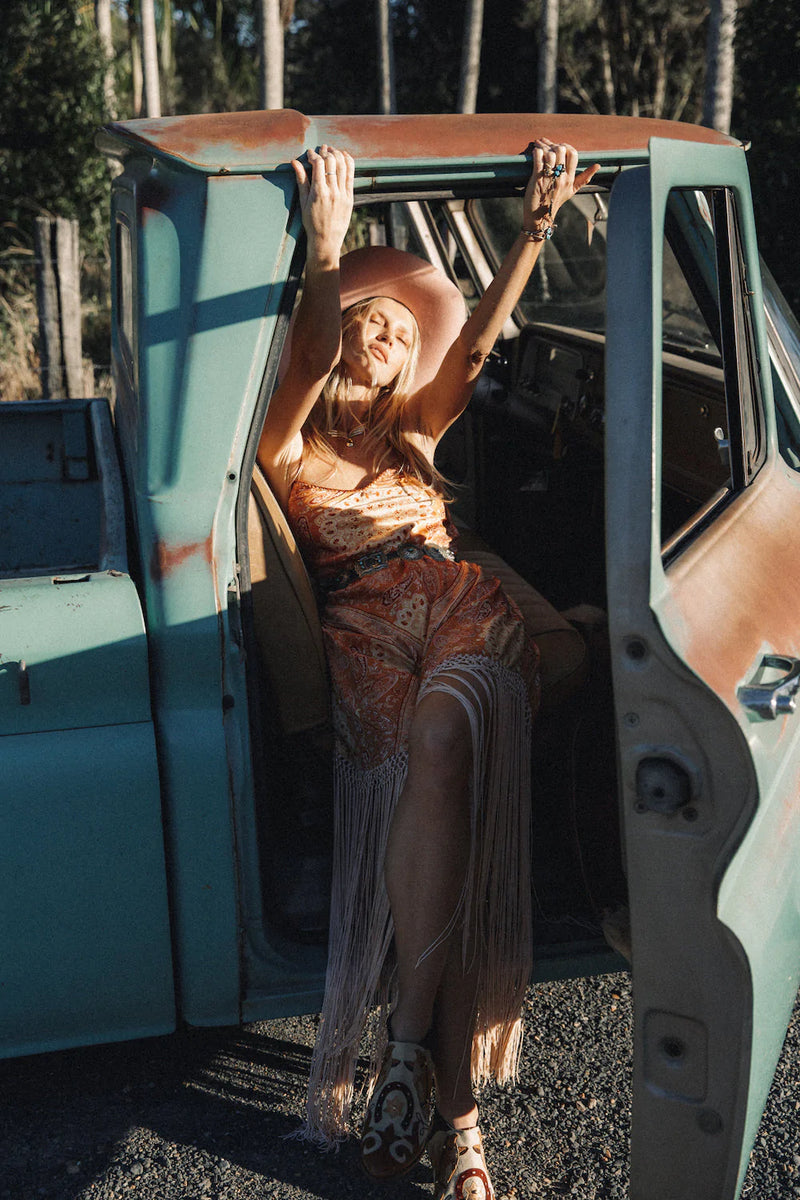 Wonderful Tonight Silk + Fringe Slip Dress - Chasing Unicorns