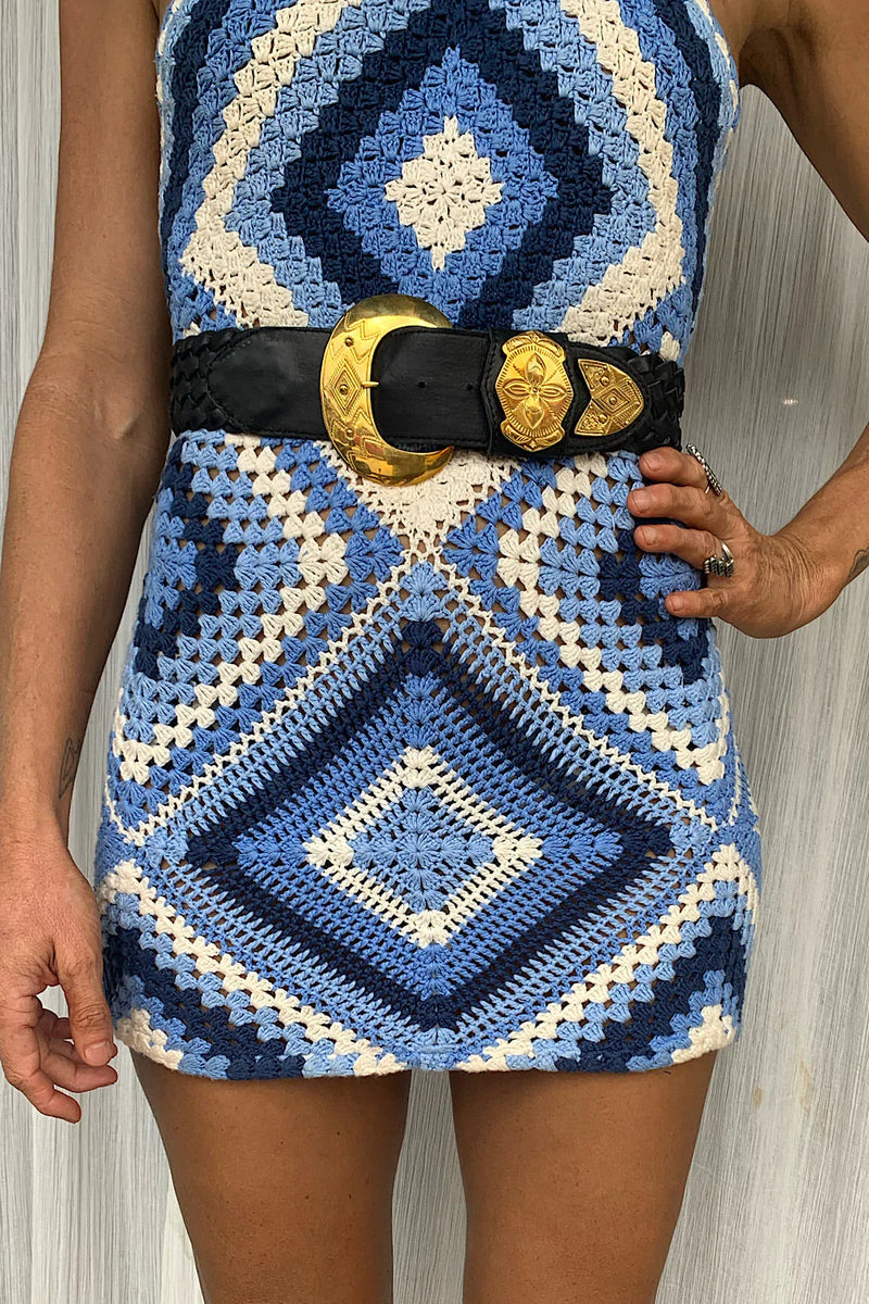 ⚡️Woven Leather Belt - Black And Gold - Chasing Unicorns